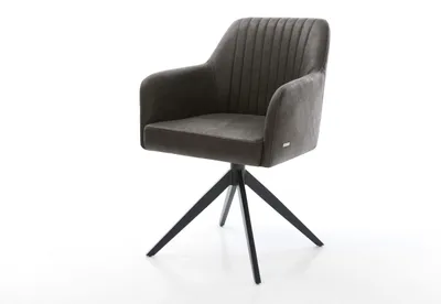 Produktbild von DELIFE Drehstuhl Greg-Flex Mikrofaser Anthrazit Vintage Kreuzgestell breit Schwarz 360° drehbar Wippfunktion Taschenfederkern