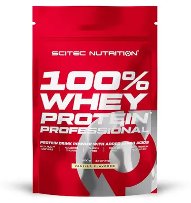 Produktbild von Scitec Nutrition 100% Whey Protein Professional 1000g Pulver Beutel Strawberry