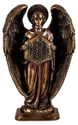 Engel Metatron Figur, Kunstharz, handbemalt, bronzefarben, 30 cm