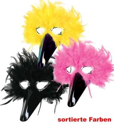 Produktbild von Federdomino, Vogelmaske, sortierte Farben, Maske, Karneval, Mottoparty, Accessoire (schwarz)