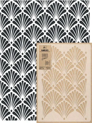 Produktbild von Wandschablone Groß Muster, Malschablone 59x95 cm Palme Blätt Art Deco Wiederverwendbare Kunststoff, Geometrische Tapete Wandgestaltung