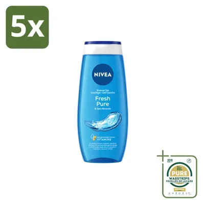 Produktbild von 5 x Nivea Douchegel Fresh Pure - 250 ml - Vorratspackung - 5 Stücke