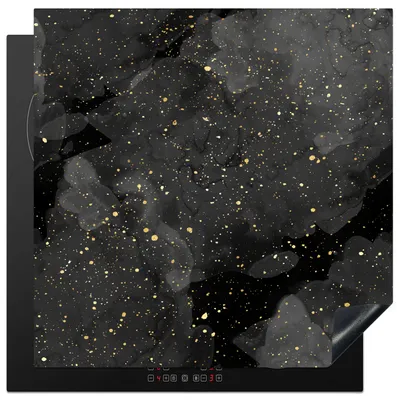 Produktbild von KitchenYeah© Herdabdeckplatte Marmor - Glitter - Gold - Schwarz - Muster , 78x78cm, Küche Deko, Glaskeramikkochfeld Herdabdeckung, Abdeckplatte fùr Kochfeld