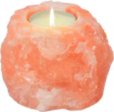 Produktbild von HAF 1x Salzkristall Teelichthalter Rosa ca. 1 kg | Kristallsalz Kerzenhalter | Handgefertigt Harmonisches Licht | Stilvolle Dekoration | ohne Teelicht