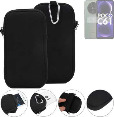 Produktbild von K-S-Trade Neopren-Hülle Handyhülle kompatibel mit POCO C61 Schutzhülle Neoprenhülle Sleeve Schutz-Hülle Gürtel Tasche Case Holster Handytasche