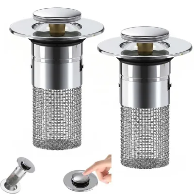 Produktbild von Waschbeckenstöpsel - 2 Stück Set für 34-40 mm Abfluss - Ablaufstopfen für Waschbecken