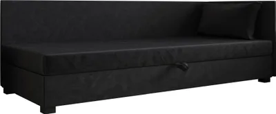 Produktbild von AURA SOFA  Boxspringbett  ROLAND PLUS 100x195 Komplett-Set mit Bonell Matratze, Polsterbett mit Bettkästen -  Schwarz, MONOLITH 97
