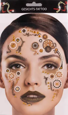 Produktbild von Gesichtstattoo Deko Steine Steampunk Hautaufkleber Festival Karneval