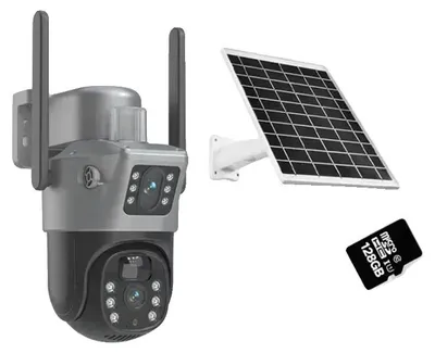 Obrázek produktu pro Venkovní bezpečnostní kamera, rozlišení 4K, duální objektiv, 4G, přidejte kartu o kapacitě 128 GB