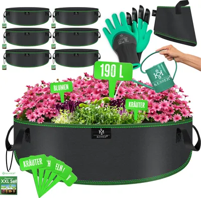 Produktbild von KESSER® Pflanzsack aus Vlies mit Namensschildern, Sichtfenster & Griffen – ideal für Gemüse, Blumen & Obst