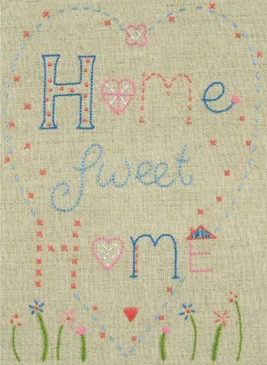 Produktbild von Anchor Freestyle Stickpackung "Home Sweet Home Leinen", vorbedruckt, 20x15cm