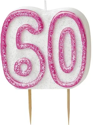 Produktbild von 60. Geburtstag | Glitzer Kerze pink