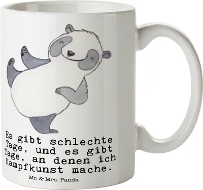 Produktbild von Mr. & Mrs. Panda Tasse Panda Kampfkunst - Weiß - Geschenk, Kampfsportarten, Selbstverteidigung, Becher, Henkelpott, Pott, Kaffeetasse, Kaffeebecher