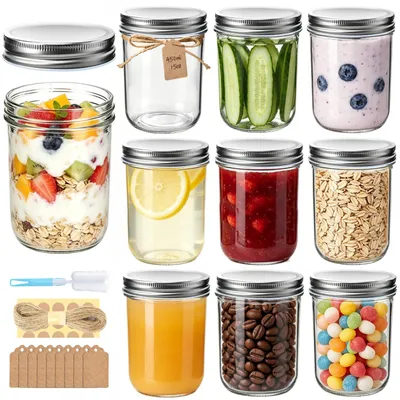 Einmachgläser 9er Set 450ml mit Schraubdeckel, Klarglas