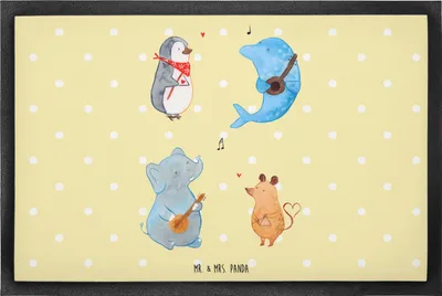 Produktbild von Mr. & Mrs. Panda fußmatte Big Band 60 x 90 cm - Gelb Pastell - Geschenk, Pinguin, Bodenvorleger, Hund, Elefant, Gitarre, Türvorleger, Musik, Maus, Fußabtreter