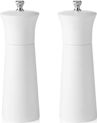 Produktbild von Salzmühle und Pfeffermühle schwarz weiß, 15 cm, Gummibaumholz, Novel Mill 2 tlg. Set