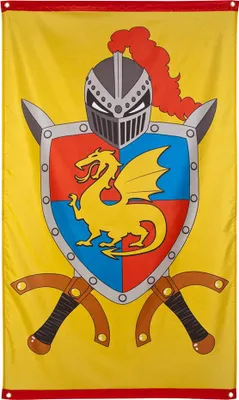 Productafbeelding van Fahne Knights & Dragons, 90x150 cm – Middeleeuwse vlag met ridders en draken