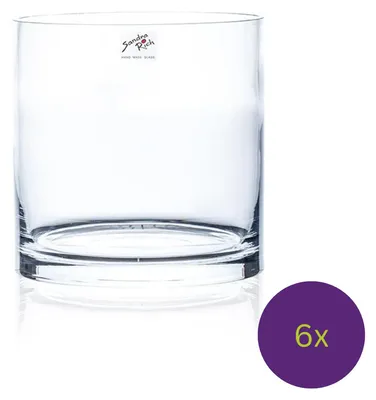 Produktbild von 6er Set Glasvasen Dekogläser CYLI COLD CUT Zylinder H. 10cm D. 15cm rund Sandra