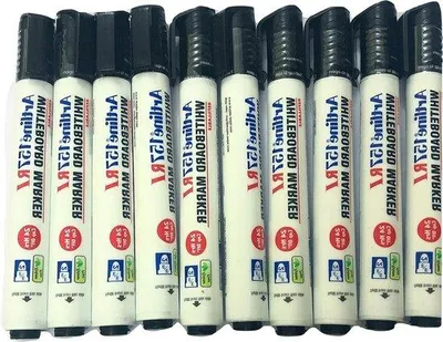 Productafbeelding van Set van 10 Zwarte Whiteboard Markers met Beitelpunt