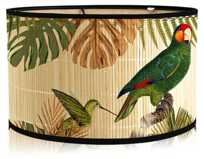 Produktbild von Lampenschirm aus Bambus, Vintage-Lampenschirme, 30 x 30 x 20 cm, geeignet für E27-Lampenfassung, für Tischlampen, Stehlampen und Pendelleuchten
