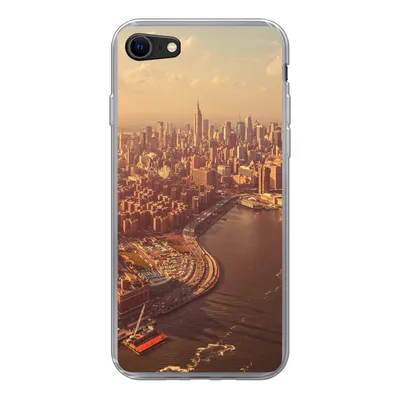 Produktbild von MuchoWow® Handyhülle Schutzhülle Hülle für iPhone 8 New York - Skyline - Gold Silikon Softcase Handy Hülle - Schutzhaube