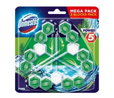 Obrázok produktu pre Domestos WC Pine Visúca Príloha, 3 x 55g - Osvežujúca Vôňa a Účinná Dezinfekcia