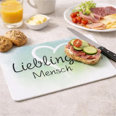 Produktbild von Frühstücksbrettchen Melamin mit Gummifüßen Motiv Lieblingsmensch