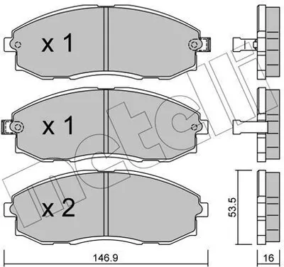 Produktbild von METELLI Bremsbeläge Satz Vorne Bremsklötze für HYUNDAI H-1 / Starex MPV (A1) 22-0297-0