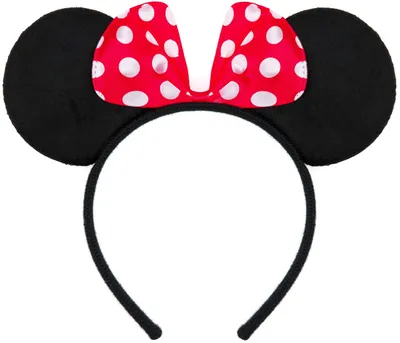 Produktbild von Balinco Haarreifen in schwarz mit Maus Ohren Mouse mit Schleife in rot mit weißen Punkten für Kinder & Erwachsene, Karneval, Fasching, Accessoire