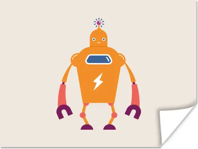 Produktbild von MuchoWow® Poster Roboter - Antenne - Orange - Blitzschlag - Junge - Kinder 160x120 cm - Foto Plakat