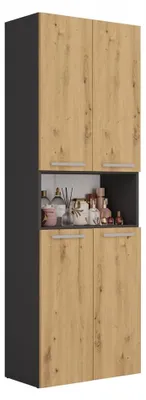 Produktbild von Topeshop NEL 1K DK ANT/ART KP, Graphit, Eiche, Frei stehend, 5 Regale, 4 Tür(en), Partikelbord, Matt