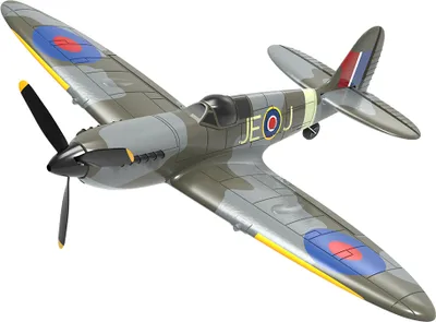 Produktbild von Spitfire Fighter 2,4 GHz EPP 400mm Spannweite 6-Achsen-Gyro Ein-Tasten-U-Turn Kunstflug Mini RC-Flugzeug RTF Version, mit 2 Batterien (Tarnblau)