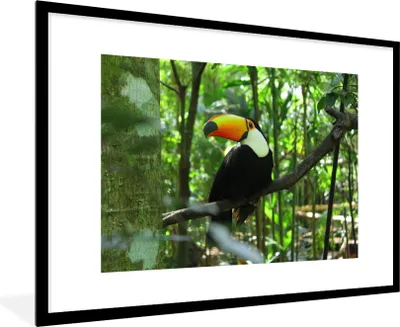 Produktbild von MuchoWow® MuchoWow® Gerahmtes Poster Tukan im Baum 90x60 cm - Poster mit zchwarzem Bilderrahmen - Wanddekoration - Fotos