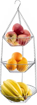 Produktbild von Intirilife Küchenampel Hängekorb für Obst und Gemüse - 3 Stockwerke, Obstkorb zum Aufhängen, 3 Etagen