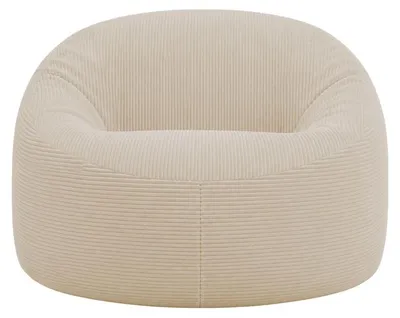 Image de Pouf déhoussable velours côtelé épais BANANAIR 100 cm beige