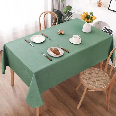 Zdjęcie produktu dla Ścierełka na stół, zmywalna, 140x300 cm, imitacja lnu, poliester, wodoodporna, odporna na zarysowania, zielona, prostokątna
