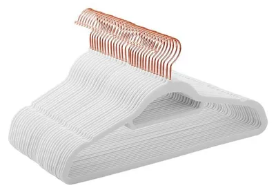 Immagine prodotto di Grucce in velluto, set da 30, colore bianco, dimensioni 45 x 0,6 x 23,5 cm