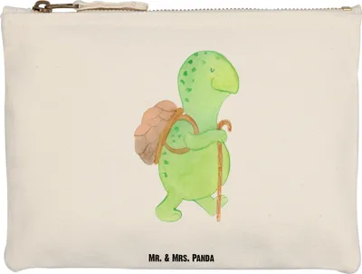 Produktbild von Mr. & Mrs. Panda Kulturtasche Schildkröte Wanderer Grösse XL Große - Weiß - Geschenk, Motivationsspruch, Stifteetui, Motivation, Waschtasche, Entpannt, Kulturbeutel