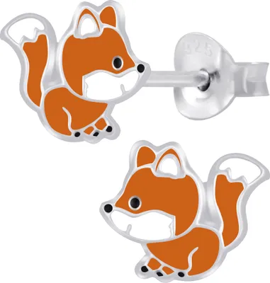Produktbild von Ohrstecker echt 925er Sterling Silber für Mädchen Kinder Ohrringe Baby Fuchs Tiere Kinderohrringe K906