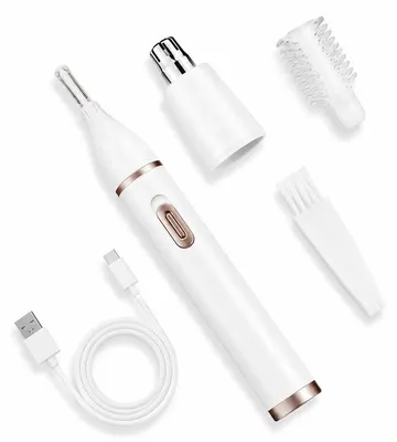 Produktbild von Elektrischer Gesichtstrimmer Augenbrauen Trimmer und Nasenhaartrimmer mit Wechselaufsatz Wiederaufladbar Weiß