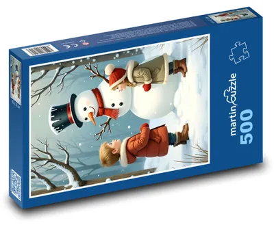 Obrázok produktu pre Puzzle 500 Deti so snehuliakom v lese - martinpuzzle