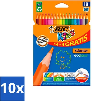 Productafbeelding van Bic Kids - Buntstiften - Verschillende kleuren - Eco - Evolution - 18 stuks - Voordelijn - 10 stuks