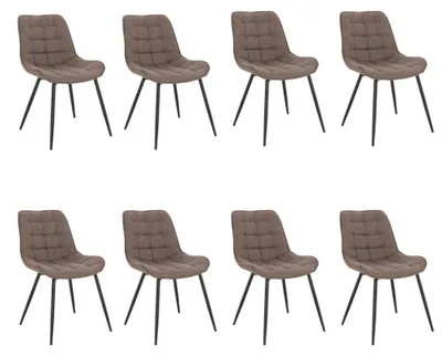 Produktbild von HOME DELUXE - Polsterstuhl IKALO 8er Set - Farbe: Grau / Braun - weiche Polsterung, bis 120 kg belastbar I Küchenstuhl Speisestühle Esszimmerstühle
