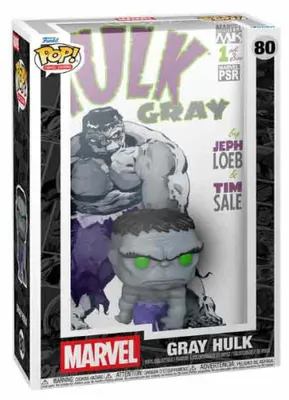 Image de Figurine en vinyle Marvel POP! représentant une couverture de comic, Hulk gris, 9 cm