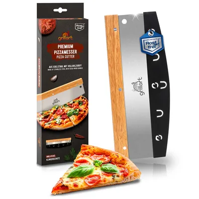 Produktbild von grillart® Premium Pizzamesser – Extra scharfer Edelstahl Pizzaschneider mit Holzgriff