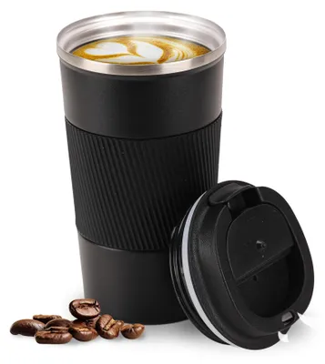Image de Gobelet isotherme avec couvercle, idéal pour le café et le thé en voiture ou au bureau, capacité de 510 ml