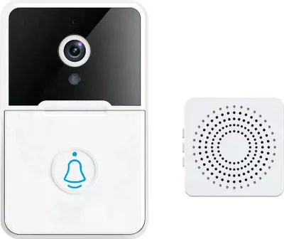Produktbild von Kabellose Video-Tuerklingelkamera, visuelle Smart-Tuerklingel mit Bewegungserkennung, Nachtsicht, 2-Wege-Audio, Echtzeitueberwachung, AAA-Batterien