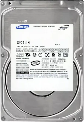 Produktbild von Samsung SP0411N Spinpoint P, Ultra-ATA/133, 40 GB, 8,89 cm (3.5"), 0,4W, 5 - 55 °C, -40 - 70 °C