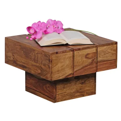 Produktbild von Wohnling Couchtisch Massivholz Sheesham Wohnzimmertisch Beistelltisch Cube