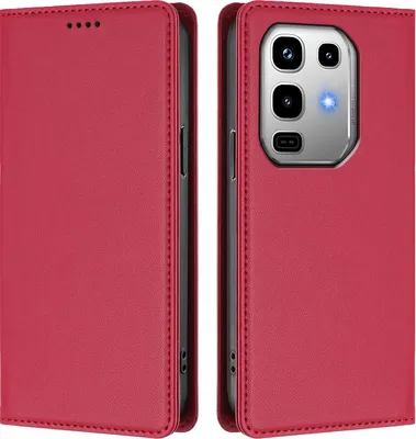 Image de Etui en cuir pour Infinix Note 50 4G/Note 50 Pro 4G, étui magnétique en cuirPolyuréthaneavec support Rouge